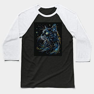 Cat Starry Night Canvas Adventures Baseball T-Shirt